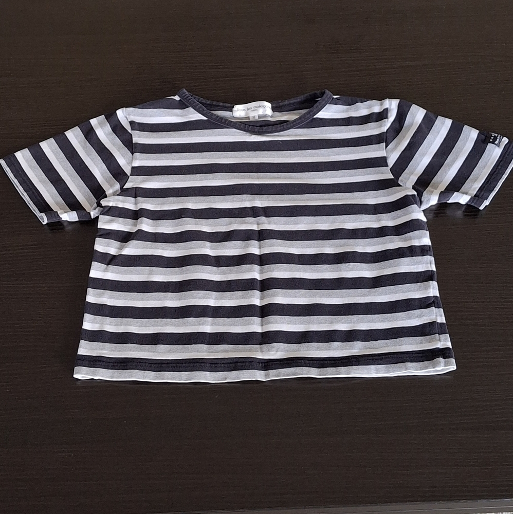 Black and White Stripe Crop Top  Medium Tous les calecons Paris